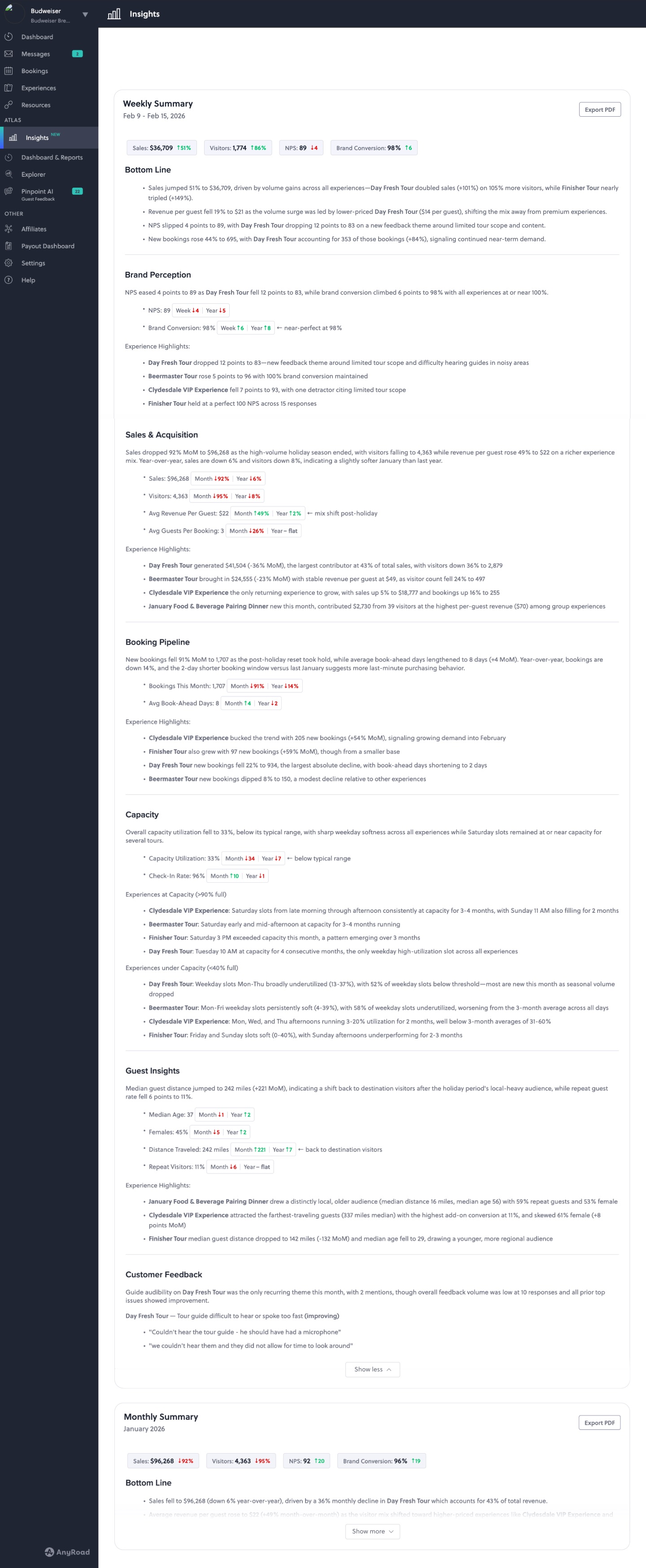 Insights AI Analysis · weekly executive summary