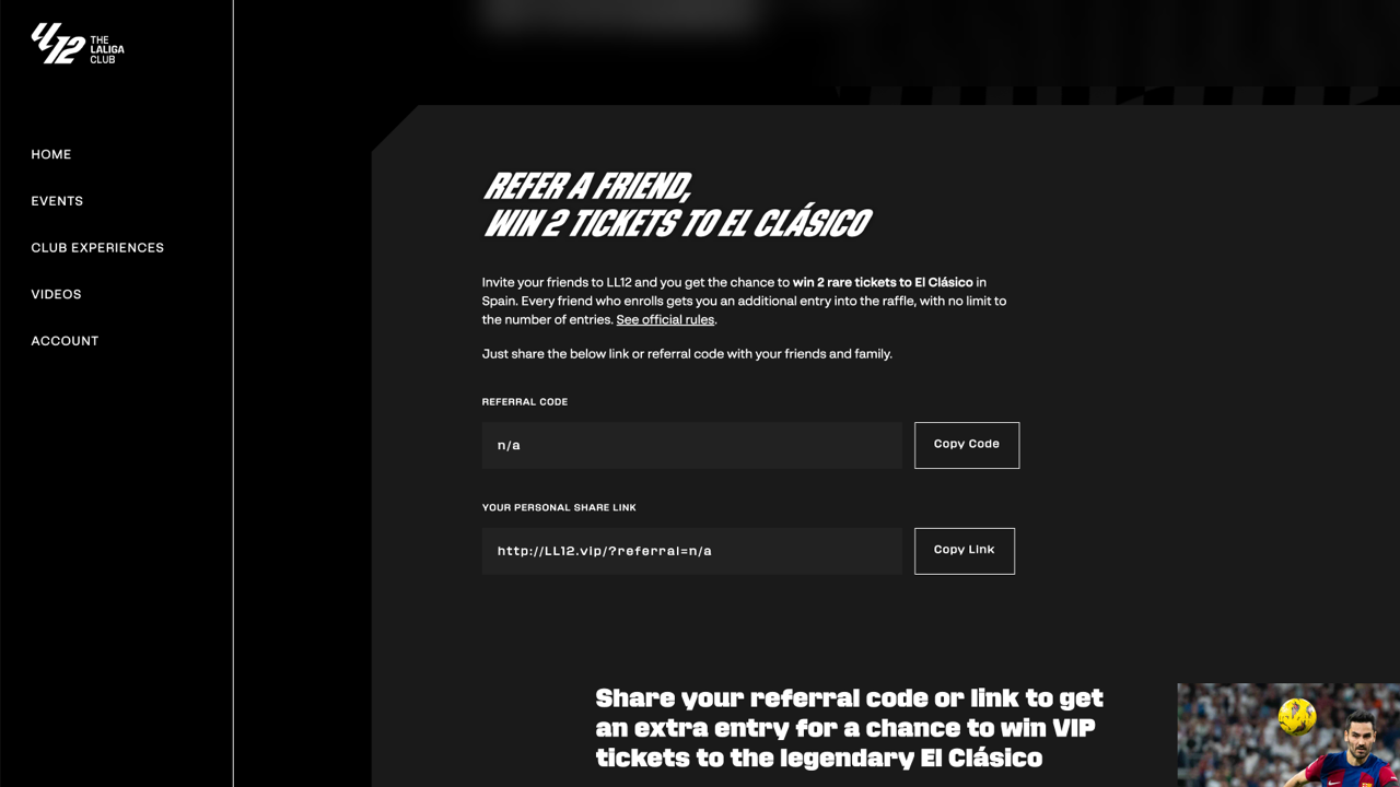 LL12 LALIGA Club referral page
