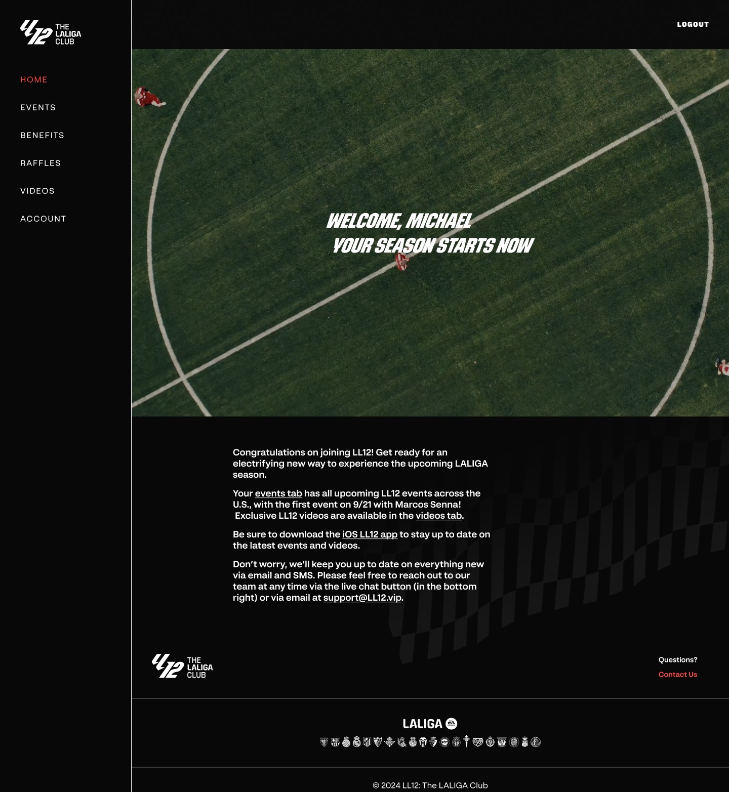 LL12 member portal: Home